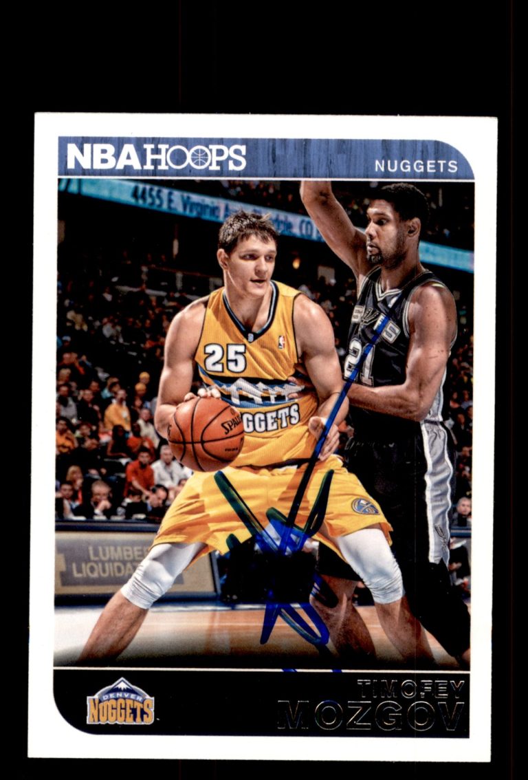 Signed Basketball Card Auto Timofey Mozgov 2014-15 Hoops #67 Denver Nuggets