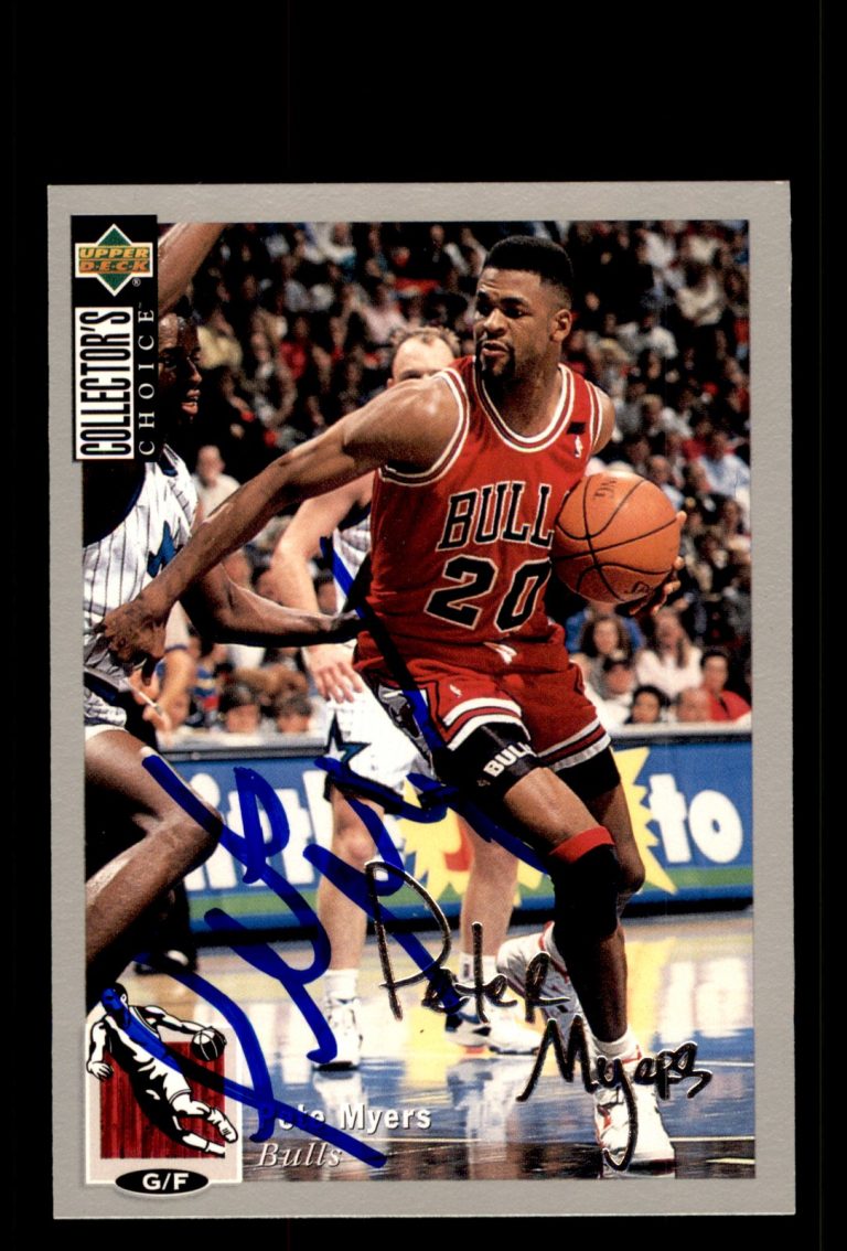 Signed Basketball Card Auto Pete Myers 1994-95 Collector's Choice #37 Bulls