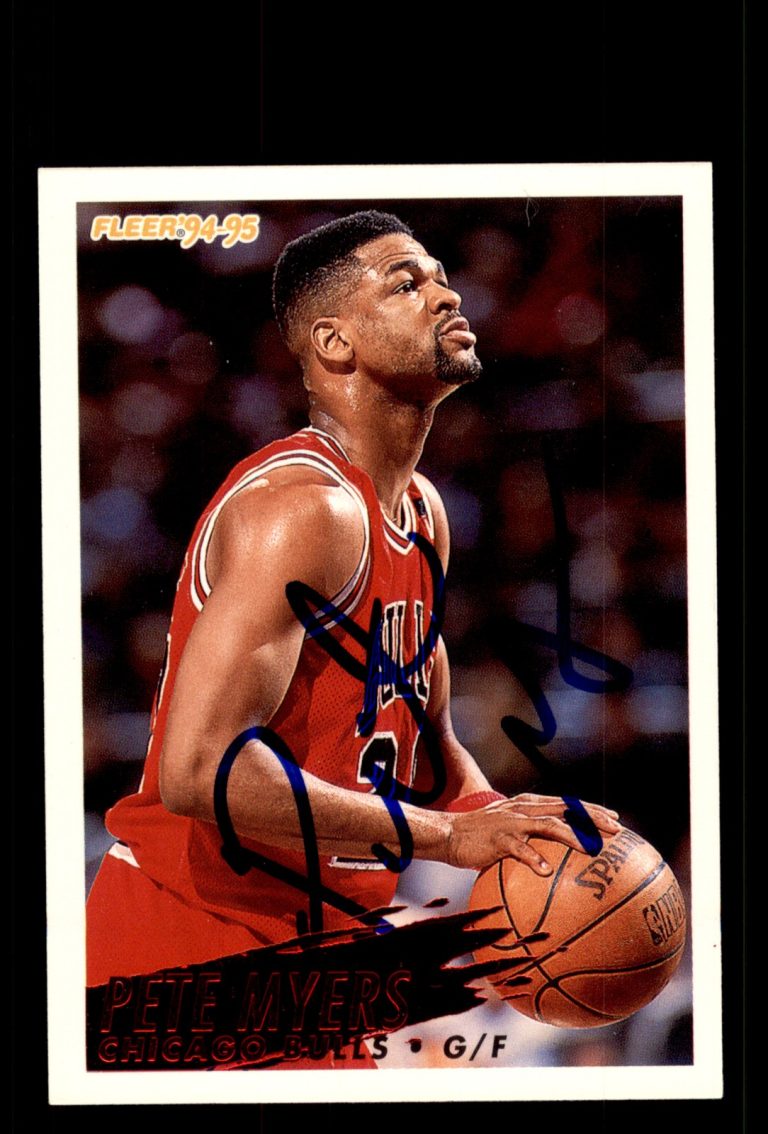 Signed Basketball Card Auto Pete Myers 1994-95 Fleer #34 Chicago Bulls