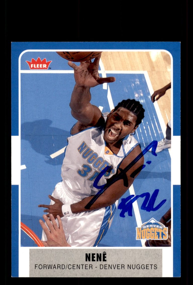 Signed Basketball Card Auto Nenê 2007-08 Fleer #163 Denver Nuggets