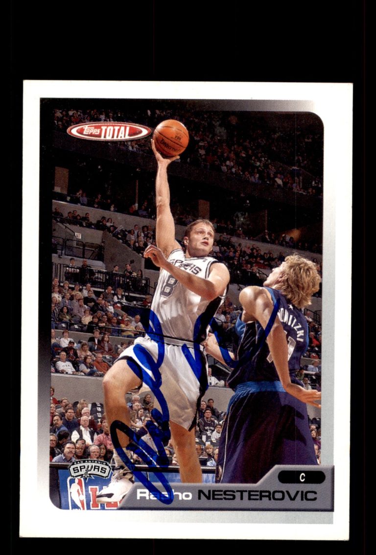 Signed Basketball Card Auto Rasho Nesterovic 2005-06 Topps Total #115 Spurs