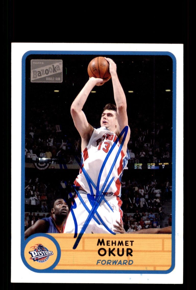 Signed Basketball Card Auto Mehmet Okur 2003-04 Bazooka #64 Detroit Pistons