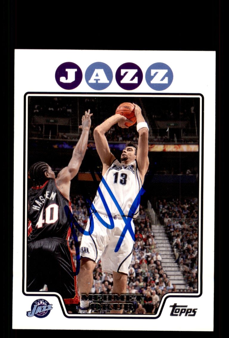 Signed Basketball Card Auto Mehmet Okur 2008-09 Topps #161 Utah Jazz