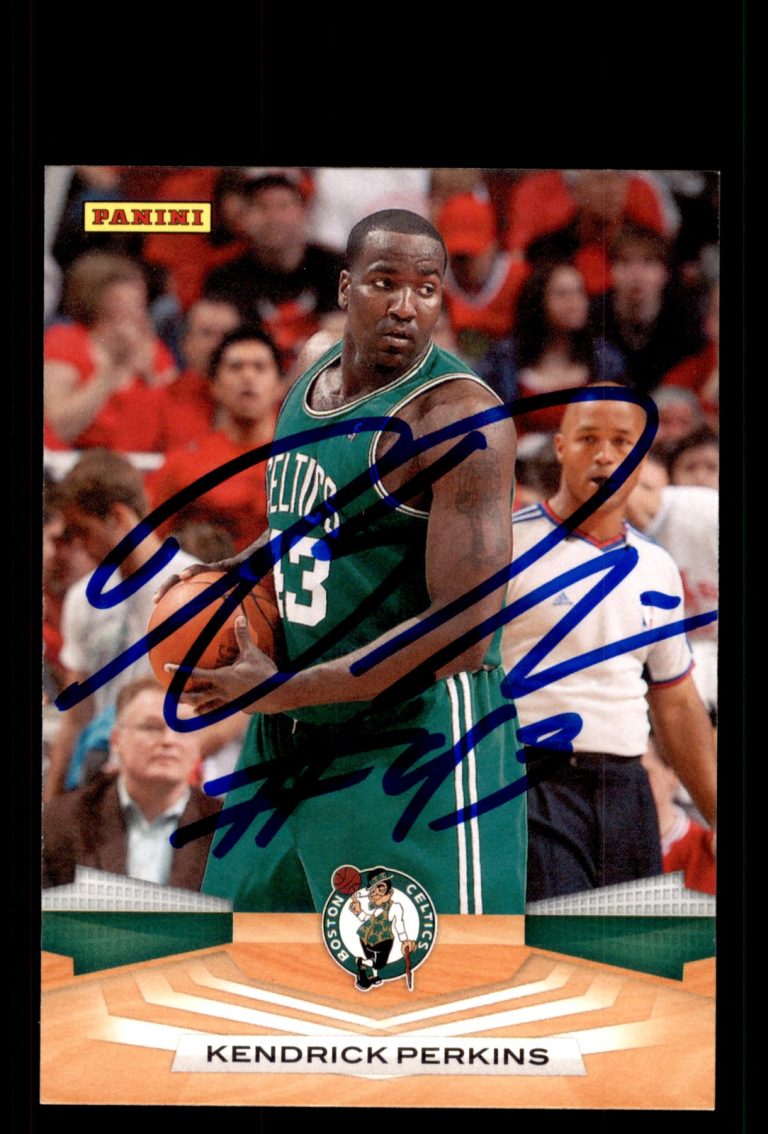 Signed Basketball Card Auto Kendrick Perkins 2009-10 Panini #3 Boston Celtics