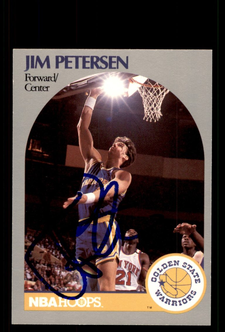 Signed Basketball Card Auto Jim Petersen 1990-91 Hoops #117 Warriors