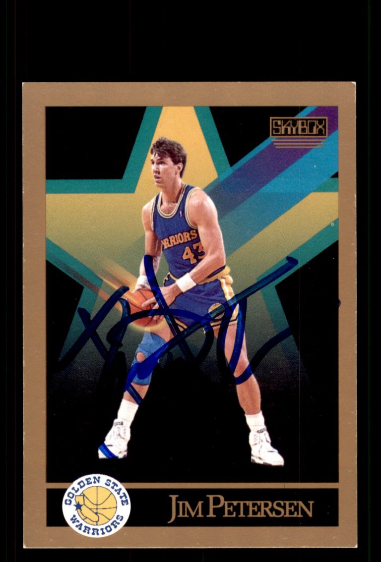 Signed Basketball Card Auto Jim Petersen 1990-91 SkyBox #99 Warriors