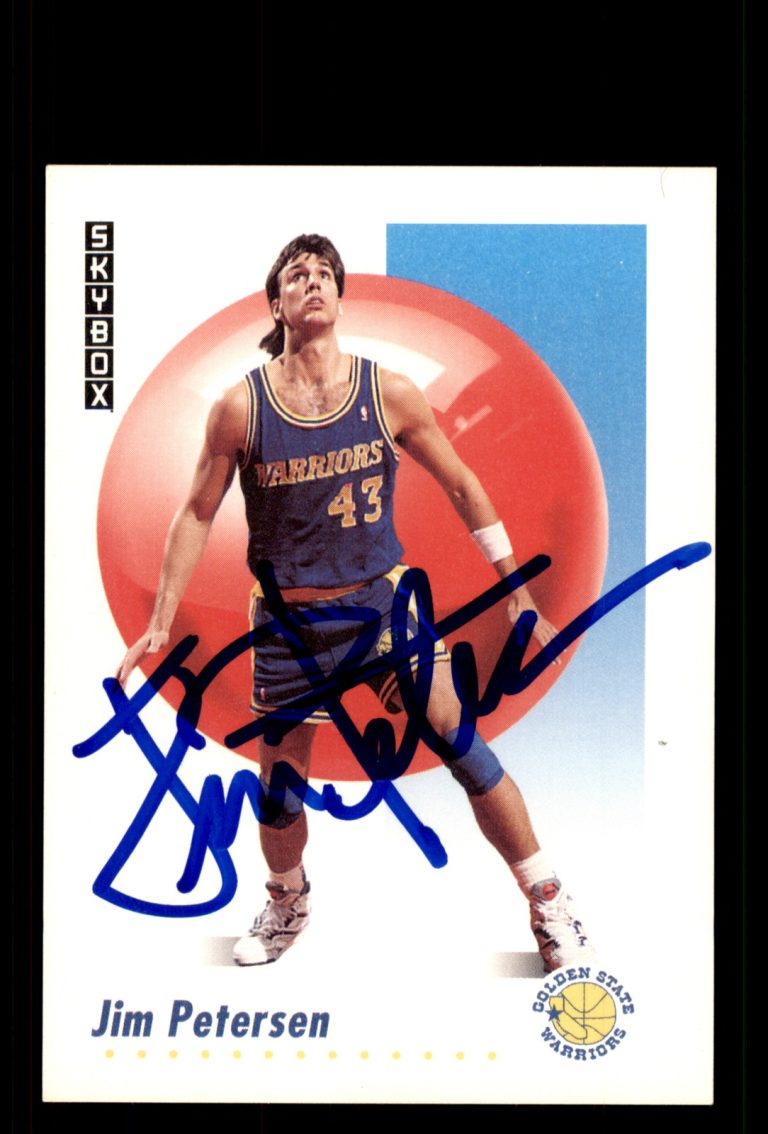 Signed Basketball Card Auto Jim Petersen 1991-92 SkyBox #97 Warriors