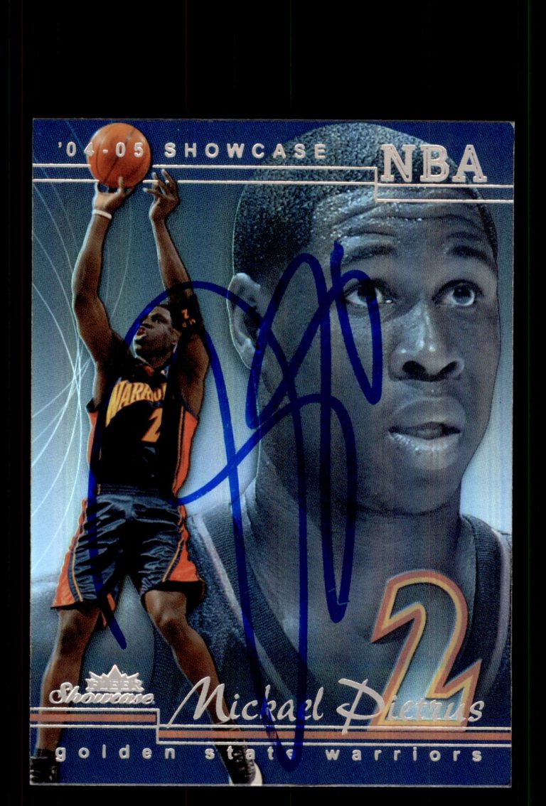 Signed Basketball Card Auto Mickael Pietrus 2004-05 Fleer Showcase #55 Warriors
