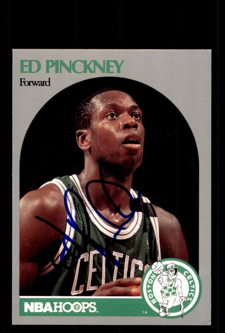 Signed Basketball Card Auto Ed Pinckney 1990-91 Hoops #47 Boston Celtics