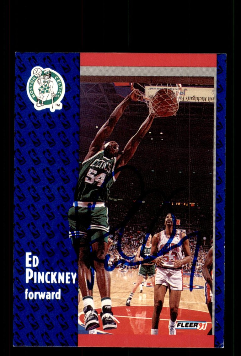 Signed Basketball Card Auto Ed Pinckney 1991-92 Fleer #15 Boston Celtics