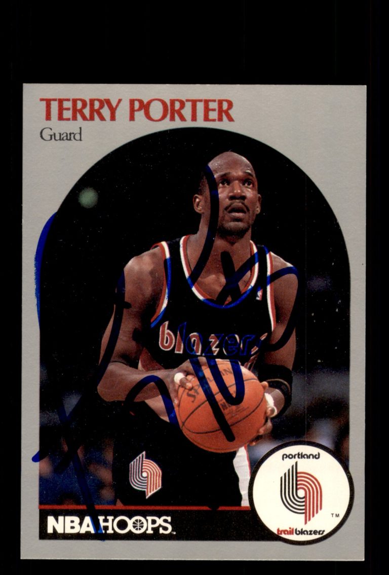 Signed Basketball Card Auto Terry Porter 1990-91 Hoops #249 Blazers