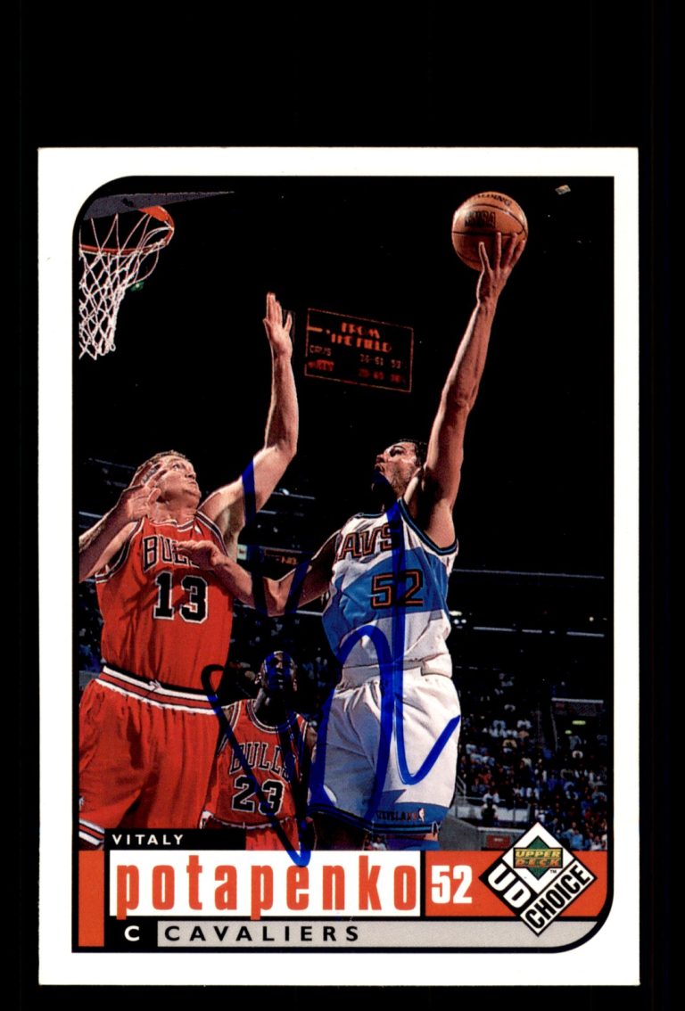 Signed Basketball Card Auto Vitaly Potapenko 1998-99 UD Choice #28 Cavaliers