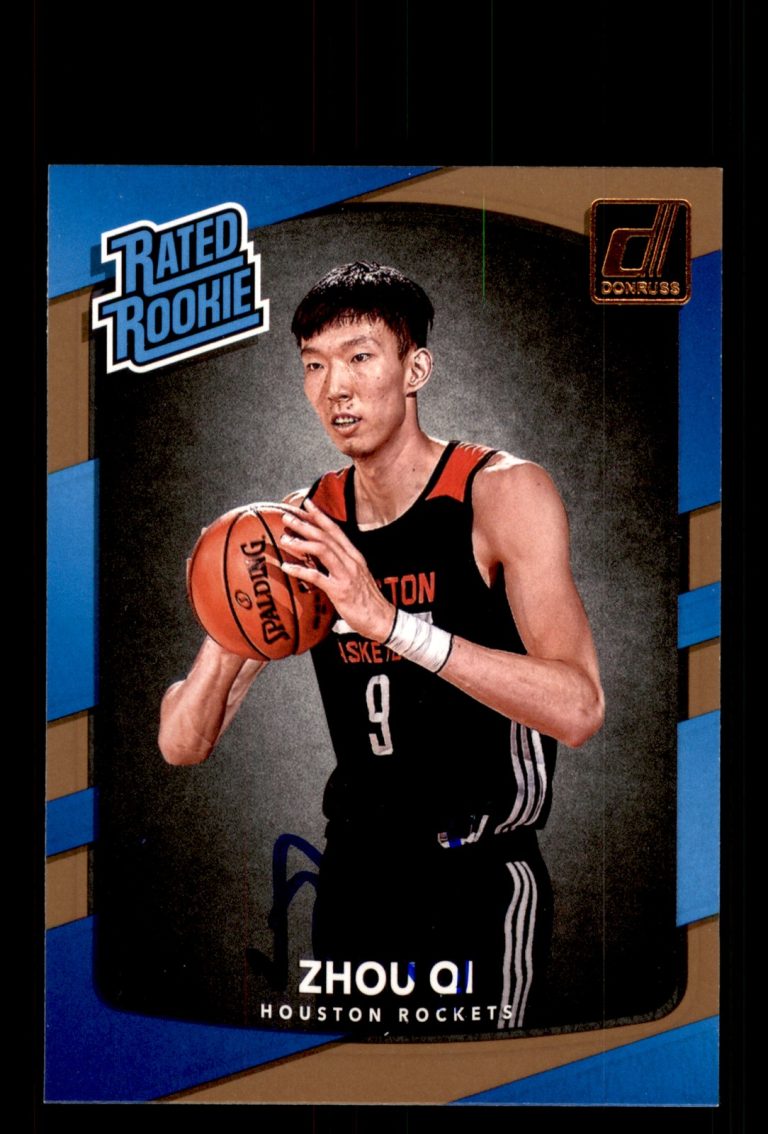 Signed Basketball Card Auto Zhou Qi 2017-18 Donruss #151 Houston Rockets