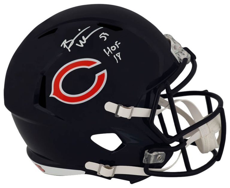 Brian Urlacher Signed Bears Riddell F/S Rep Helmet w/HOF - (In White) - (SS COA)