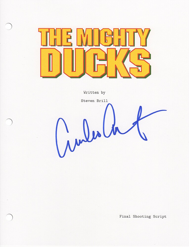 Emilio Estevez Signed Mighty Ducks Movie Script Cover Page - (SCHWARTZ COA)
