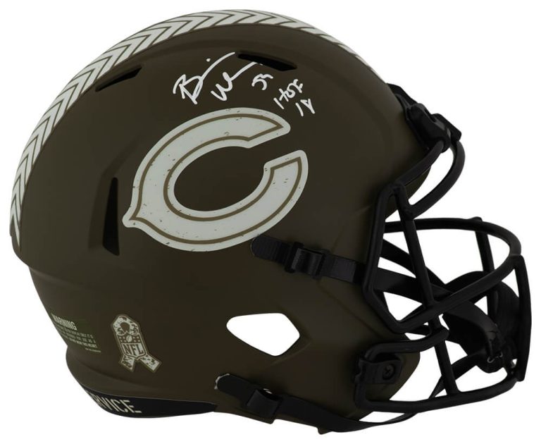 Brian Urlacher Signed Bears Salute Riddell F/S Replica Helmet w/HOF'18 -(SS COA)