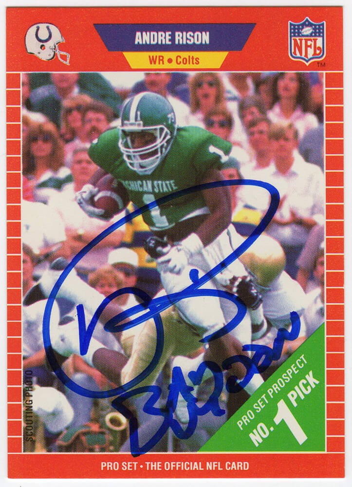 Andre Rison Signed 1989 Pro Set Rookie Football Trading Card #497 w/Bad Moon ...
