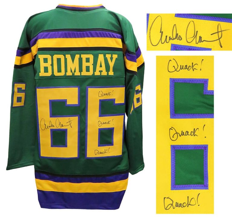 EMILIO ESTEVEZ Signed Mighty Ducks Green Hockey Jersey w/Quack, Quack, Quack -SS