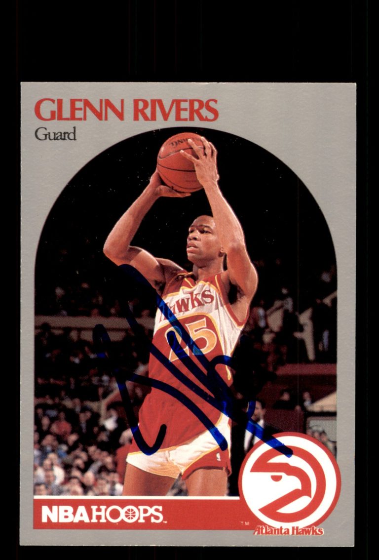 Signed Basketball Card Auto Glenn Rivers 1990-91 Hoops #32 Atlanta Hawks