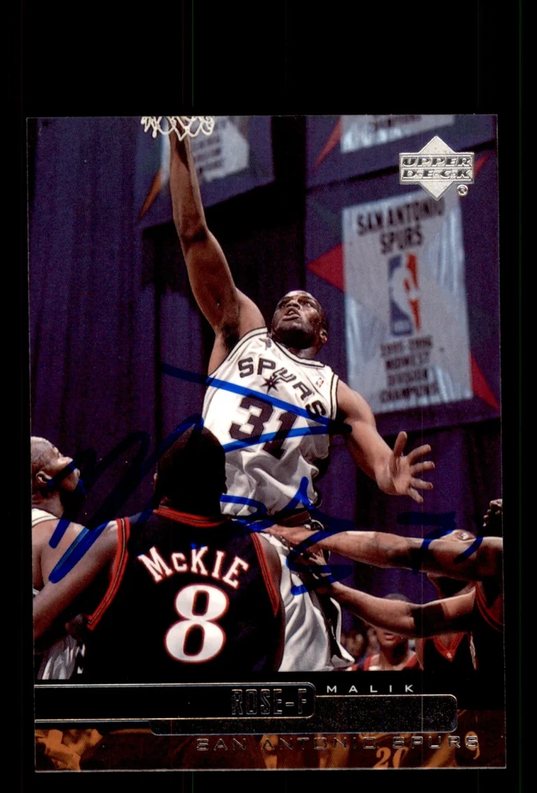 Signed Basketball Card Auto Malik Rose 1999-00 Upper Deck #288 San Antonio Spurs