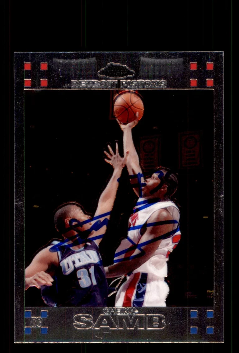 Signed Basketball Card Auto Cheikh Samb 2007-08 Topps Chrome #126 Pistons