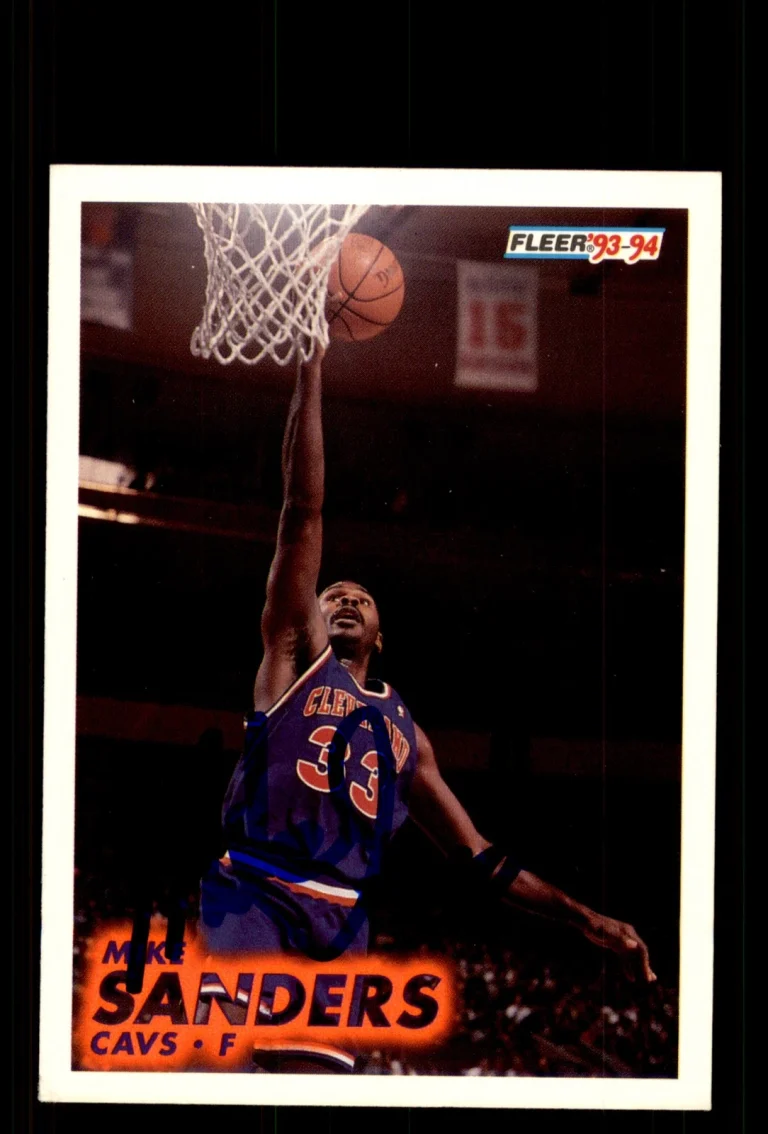 Signed Basketball Card Auto Mike Sanders 1993-94 Fleer #40 Cleveland Cavaliers