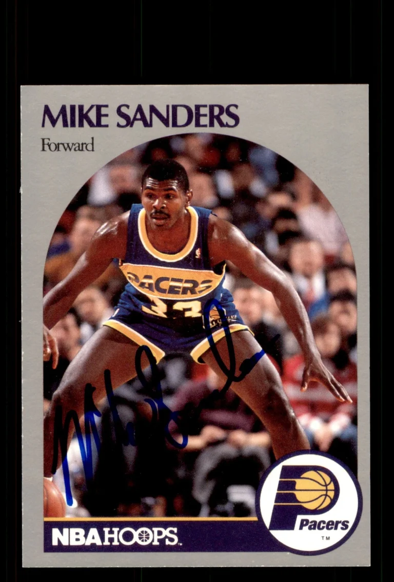 Signed Basketball Card Auto Mike Sanders 1990-91 Hoops #137 Indiana Pacers