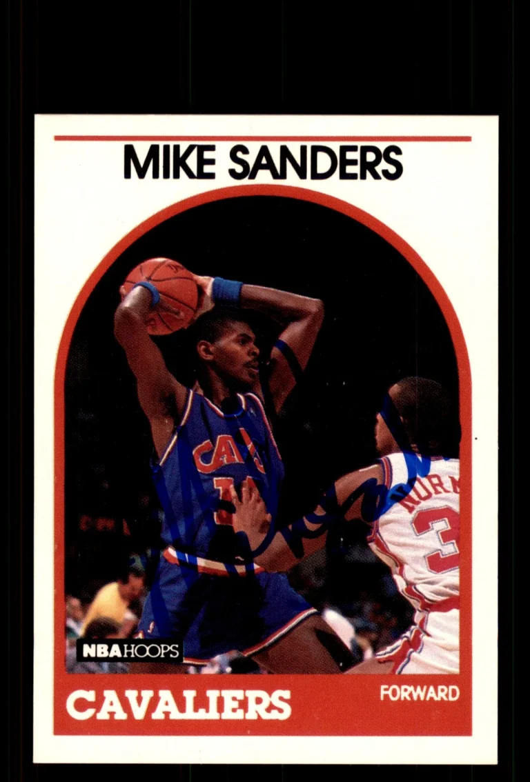 Signed Basketball Card Auto Mike Sanders 1989-90 Hoops #226 Cleveland Cavaliers