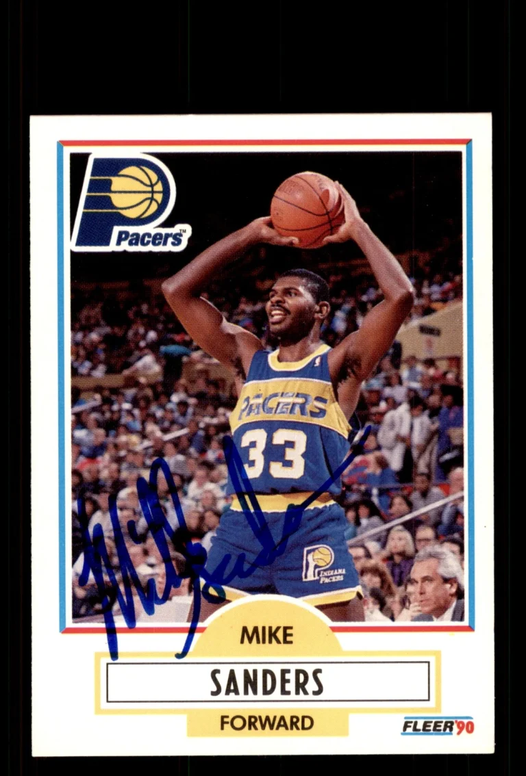 Signed Basketball Card Auto Mike Sanders 1990-91 Fleer #80 Indiana Pacers