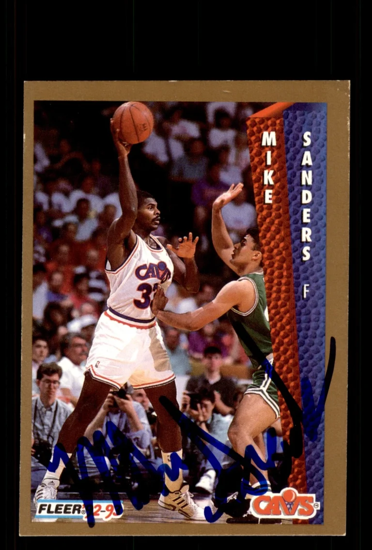 Signed Basketball Card Auto Mike Sanders 1992-93 Fleer #44 Cleveland Cavaliers