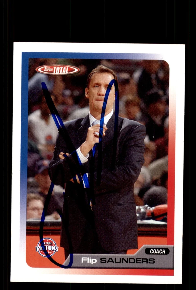 Signed Basketball Card Auto Flip Saunders 2005-06 Topps Total #375 Pistons