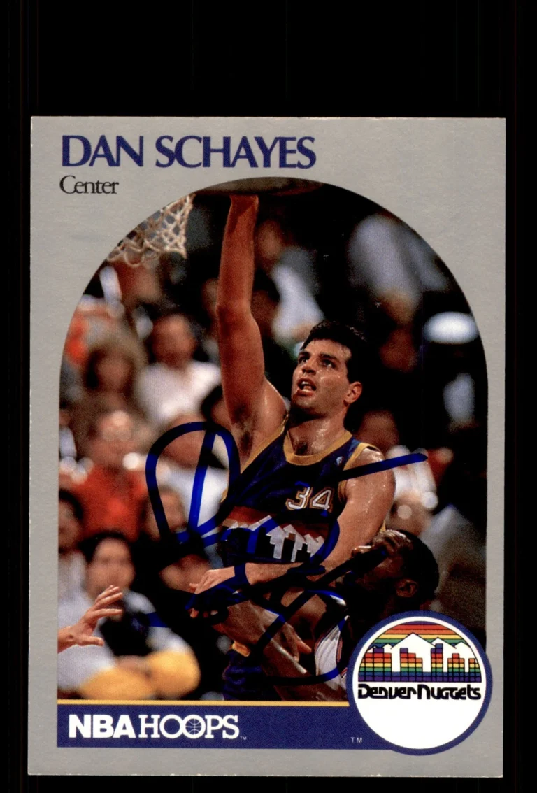 Signed Basketball Card Auto Dan Schayes 1990-91 Hoops #100 Denver Nuggets