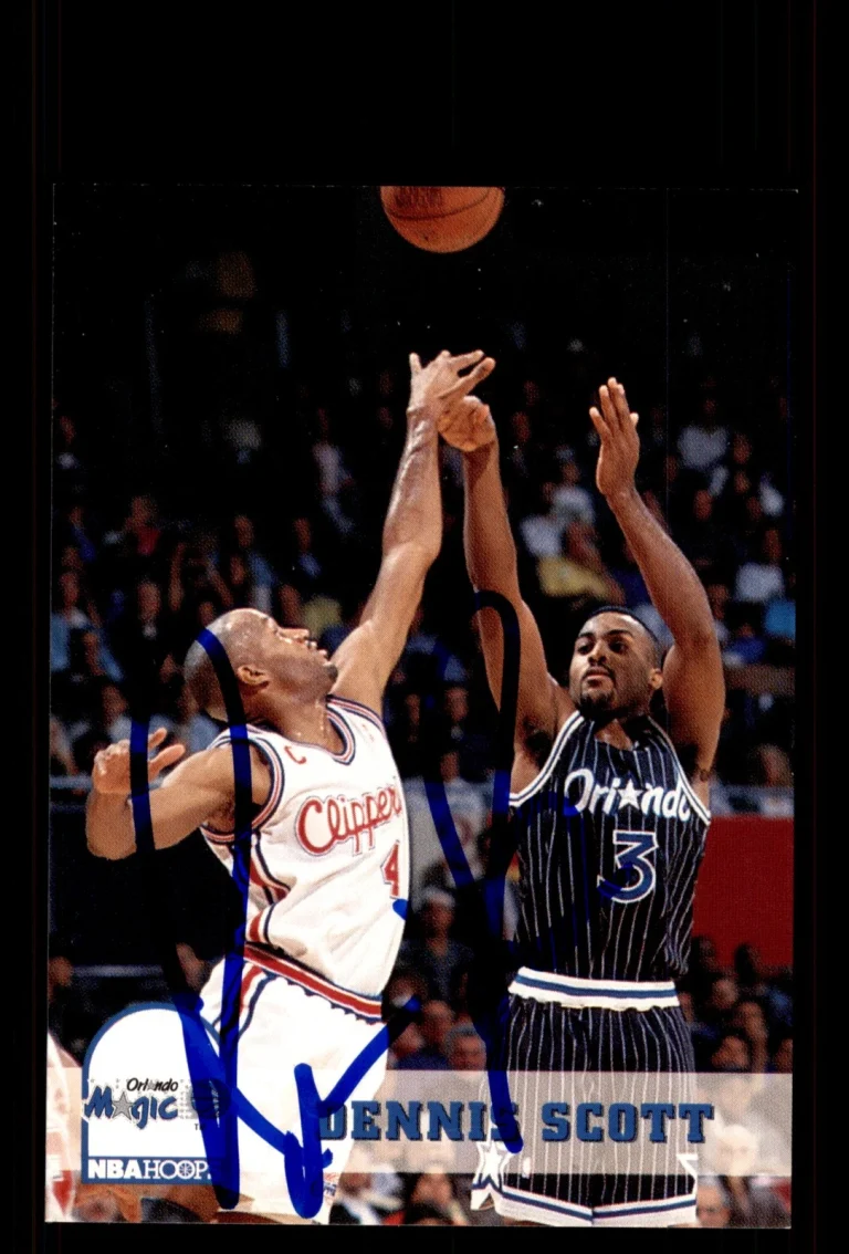 Signed Basketball Card Auto Dennis Scott 1993-94 Hoops #157 Orlando Magic