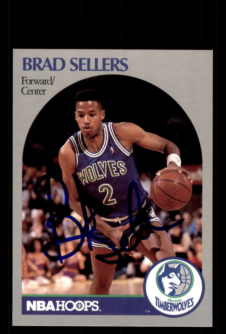 Signed Basketball Card Auto Brad Sellers 1990-91 Hoops #192 Timberwolves