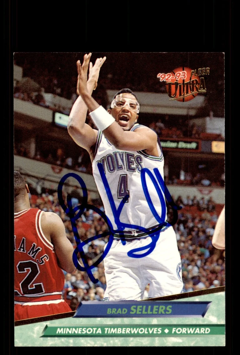 Signed Basketball Card Auto Brad Sellers 1992-93 Ultra #308 Timberwolves