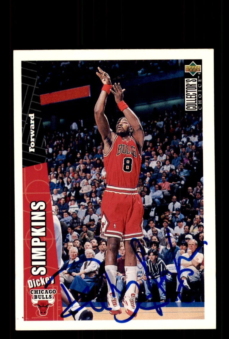 Signed Basketball Card Auto Dickey Simpkins 1996-97 Collector's Choice #217