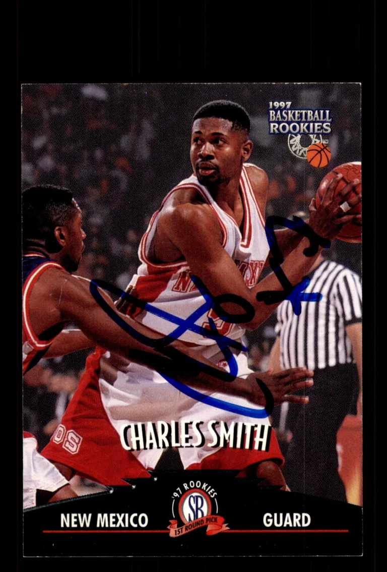 Signed Basketball Card Auto Charles Smith 1997 Score Board Rookies #56 Lobos