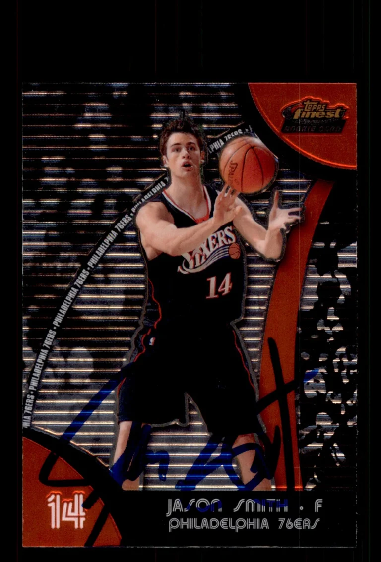 Signed Basketball Card Auto Jason Smith 2007-08 Finest #98 Philadelphia 76ers