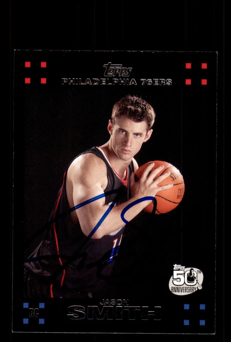 Signed Basketball Card Auto Jason Smith 2007-08 Topps #130 Philadelphia 76ers