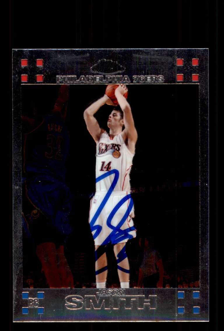 Signed Basketball Card Auto Jason Smith 2007-08 Topps Chrome #153 76ers