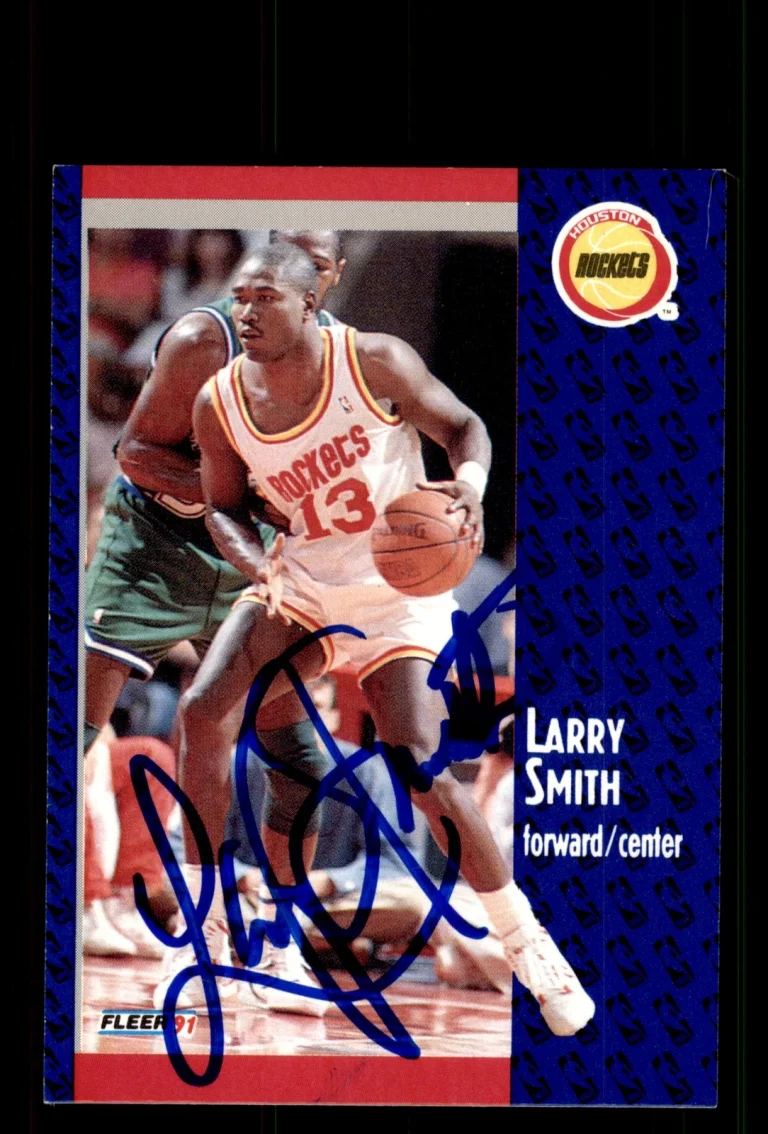 Signed Basketball Card Auto Larry Smith 1991-92 Fleer #79 Houston Rockets