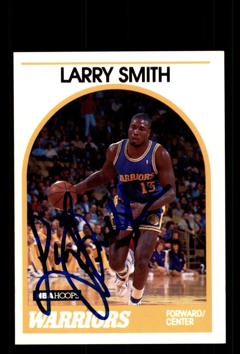 Signed Basketball Card Auto Larry Smith 1989-90 Hoops #168 Golden State Warriors