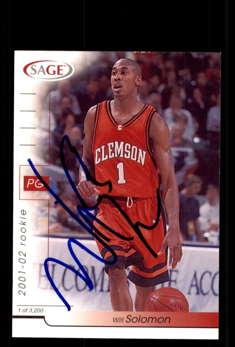 Signed Basketball Card Auto Will Solomon 2001 SAGE #31 Clemson Tigers