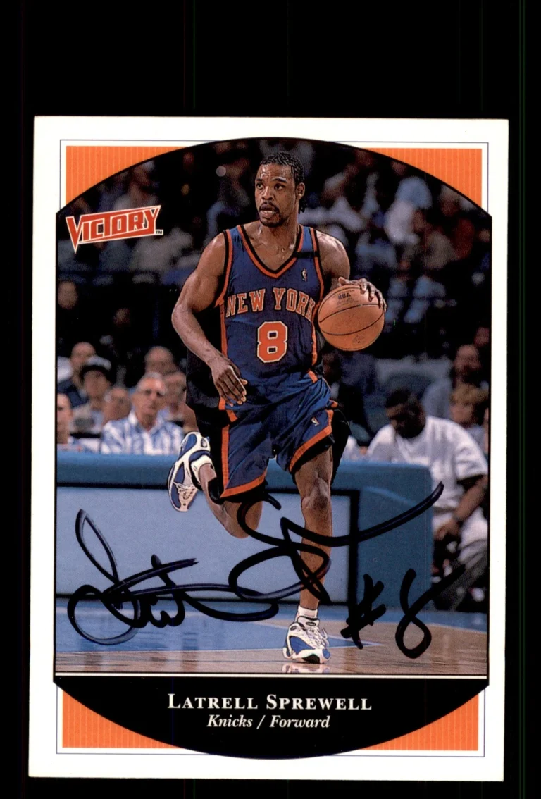 Signed Basketball Card Auto Latrell Sprewell 1999-00 Upper Deck Victory Knicks
