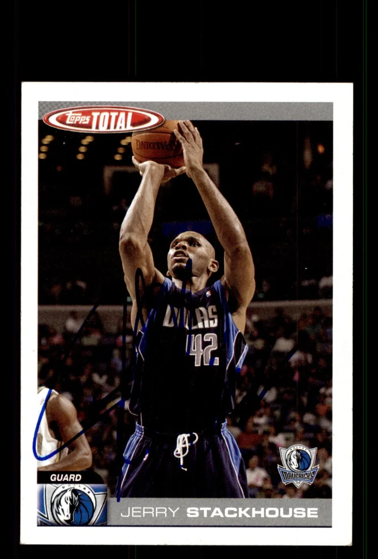 Signed Basketball Card Auto Jerry Stackhouse 2004-05 Topps Total #213 Mavericks
