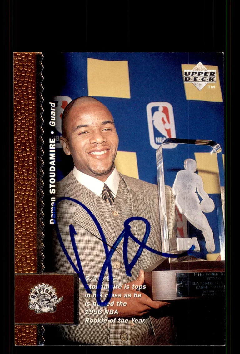 Signed Basketball Card Auto Damon Stoudamire 1996-97 Upper Deck #120