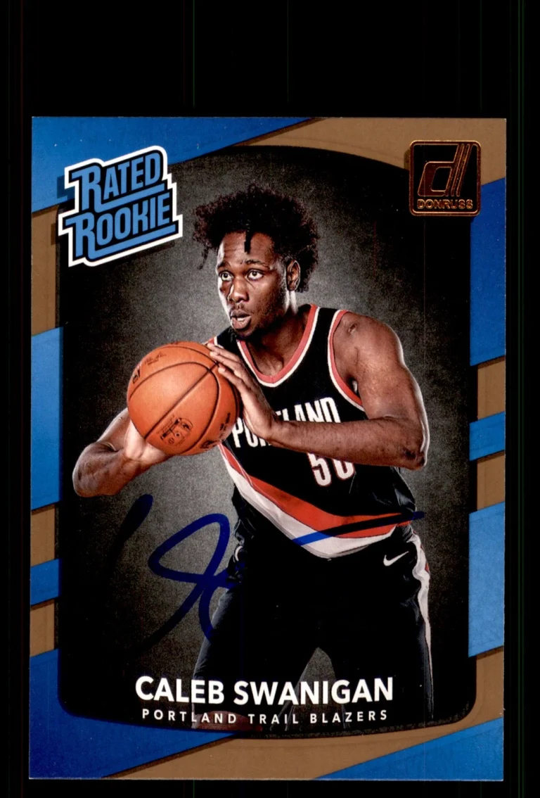 Signed Basketball Card Auto Caleb Swanigan 2017-18 Donruss #175 Trail Blazers