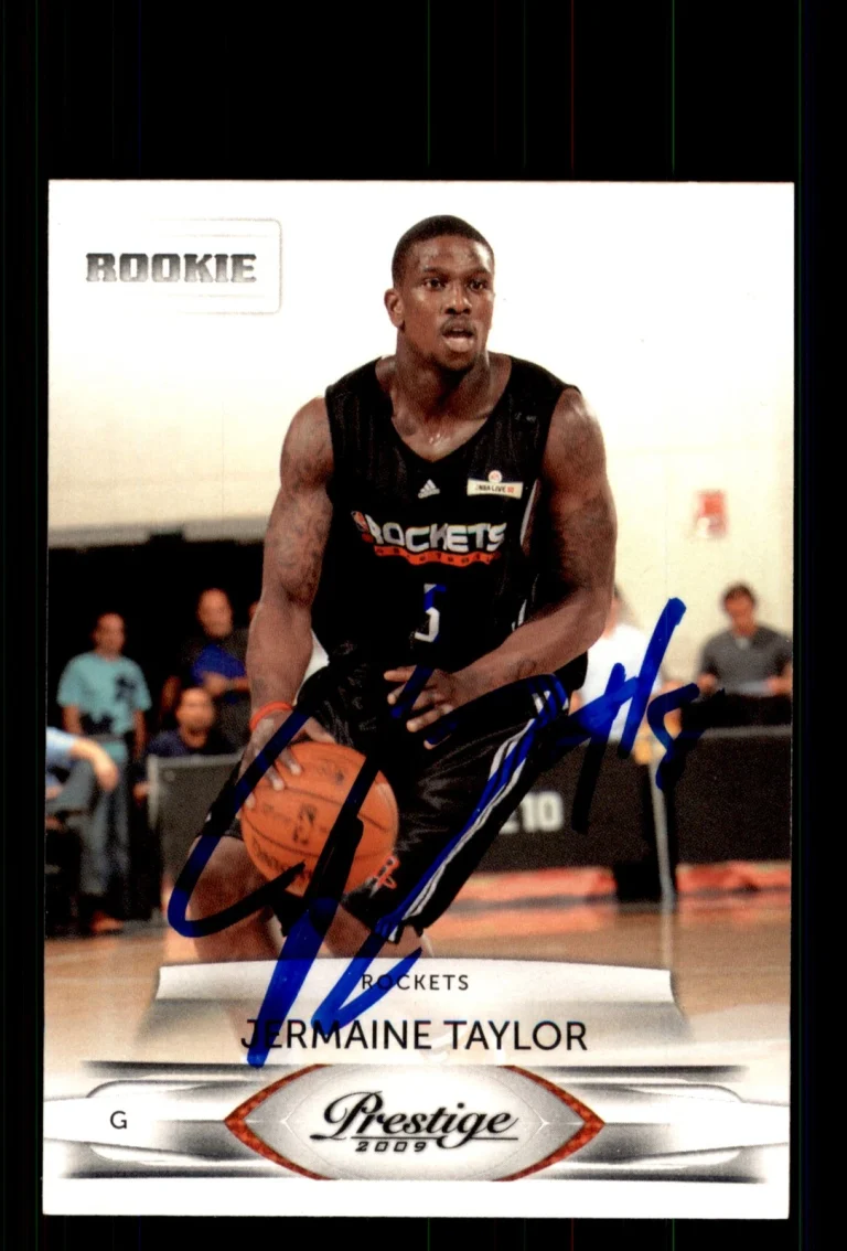 Signed Basketball Card Auto Jermaine Taylor 2009-10 Panini Prestige #182 Rockets
