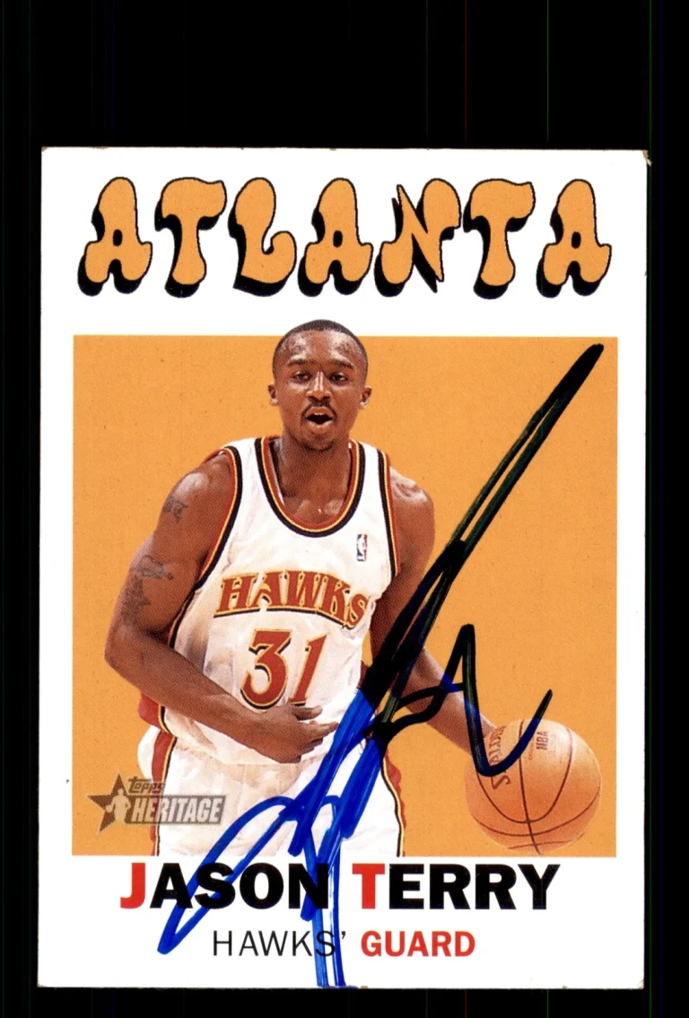 Signed Basketball Card Auto Jason Terry 2000-01 Topps Heritage #74 Atlanta Hawks