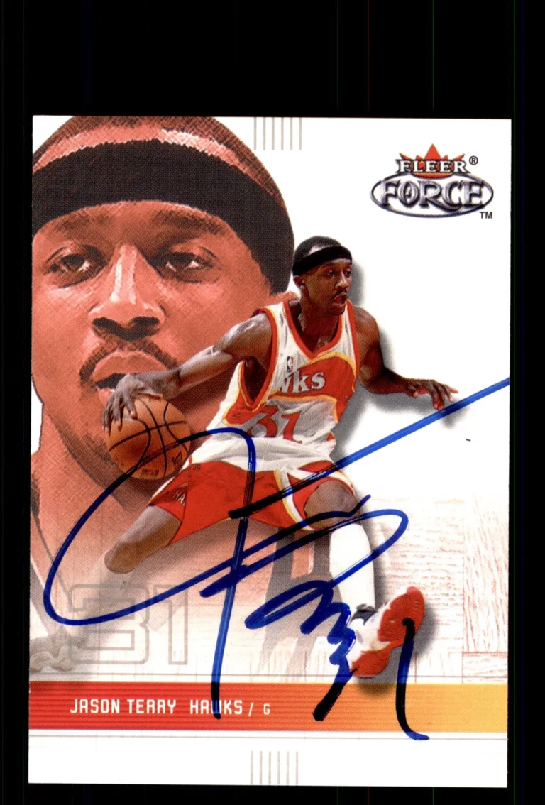 Signed Basketball Card Auto Jason Terry 2001-02 Fleer Force #85 Atlanta Hawks